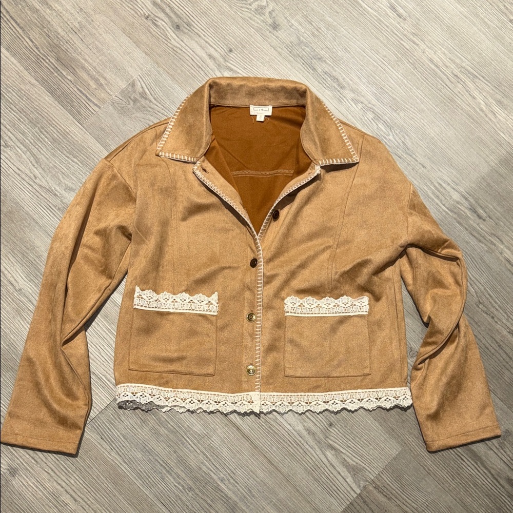 Tan Lace-Trimmed Women's Jacket